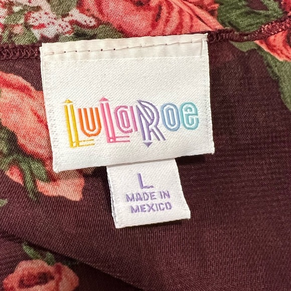 LulaRoe Sheer Burgundy Floral Kimono Duster Size L - Picture 6 of 6